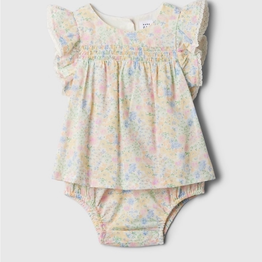 NWT GAP Floral Baby Dress with Ruffle Sleeves